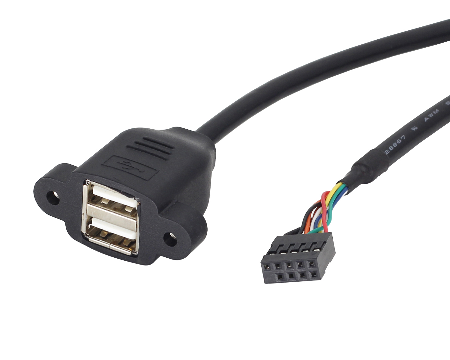 Dupont 9pin to Dual USB 2.0 Socket